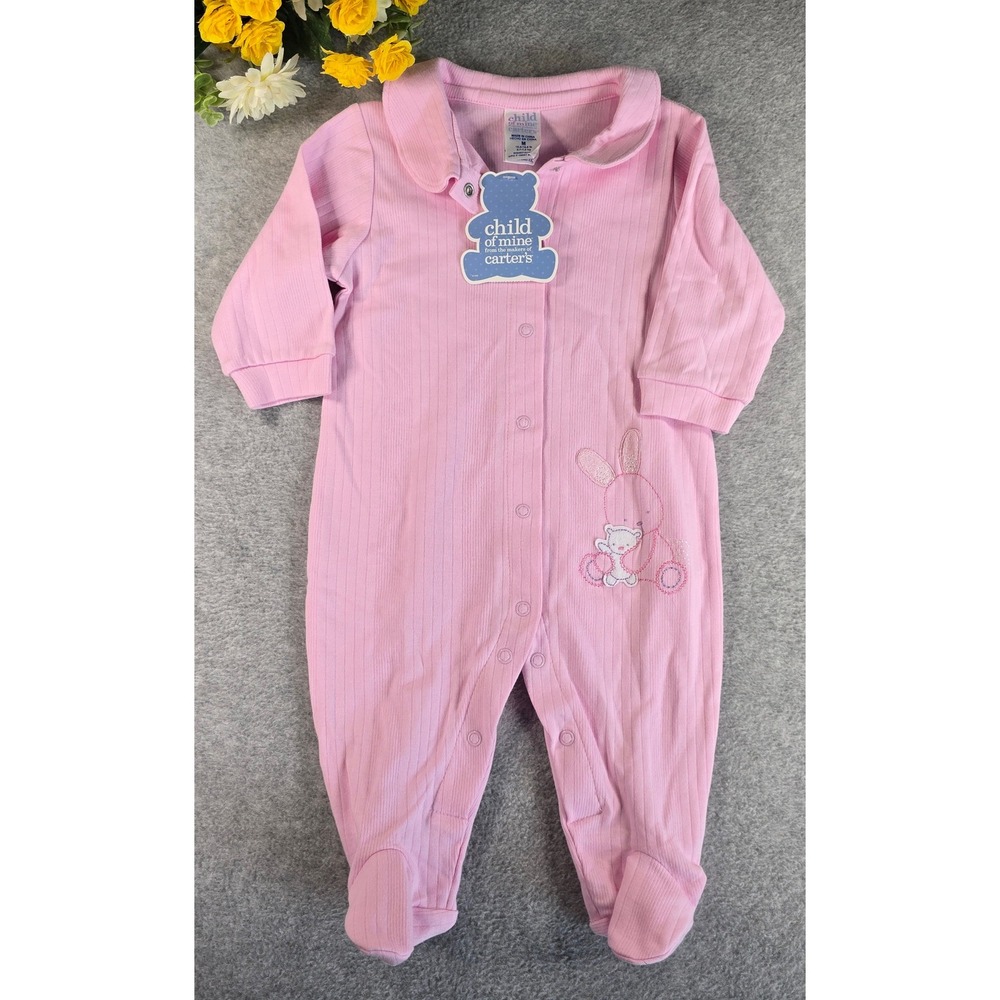 Vintage Y2K Carters Baby Girl Pink Bunny Footie Sleeper Play NWT 0-3m Deadstock